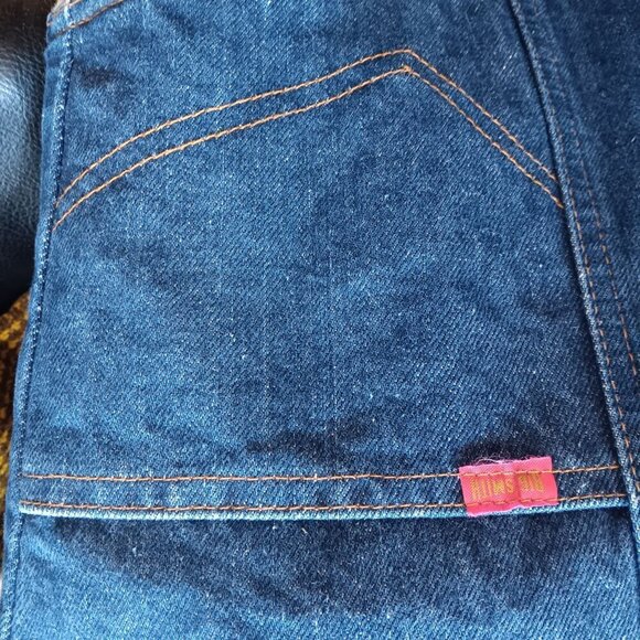 Medium Vintage 80's Big Smith Raw Denim Rancher Vest Sherpa Made In USA - Picture 6 of 7